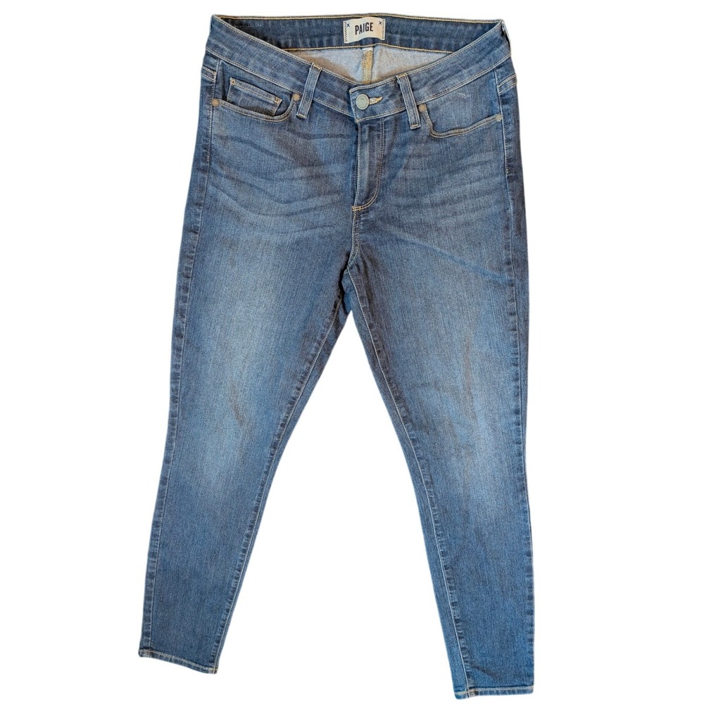 Paige Verdugo Ankle Skinny Jeans Medium Wash Blue Mid Rise Stretch Denim 30